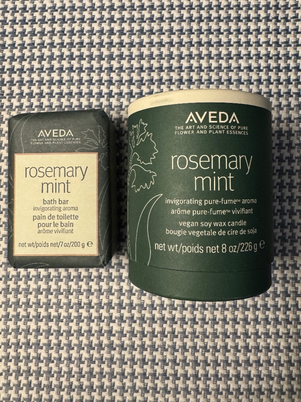 Aveda Rosemary Mint Bundle Bath Bar and Candle NWOT